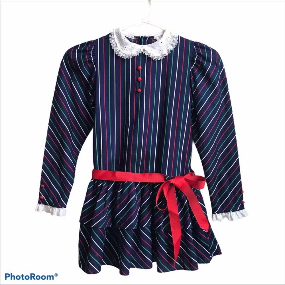 Vintage Peaches ‘N Cream Navy Striped Dress